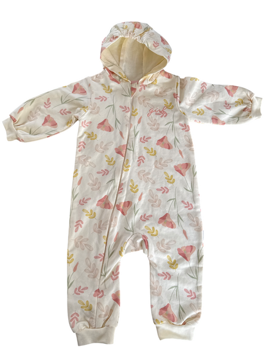 Cream Floral Babygrow