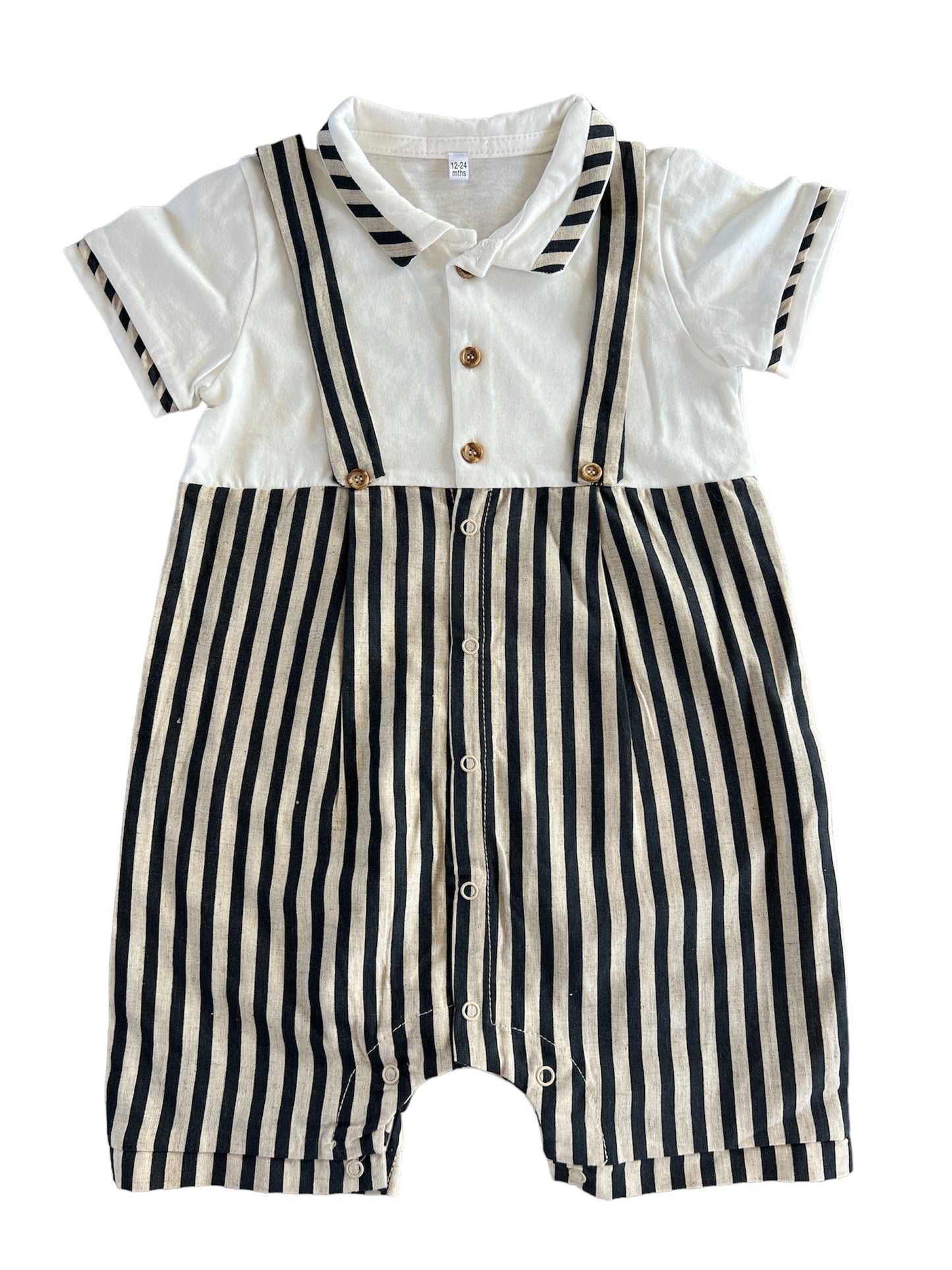 Beige & Black Stripe Dungaree